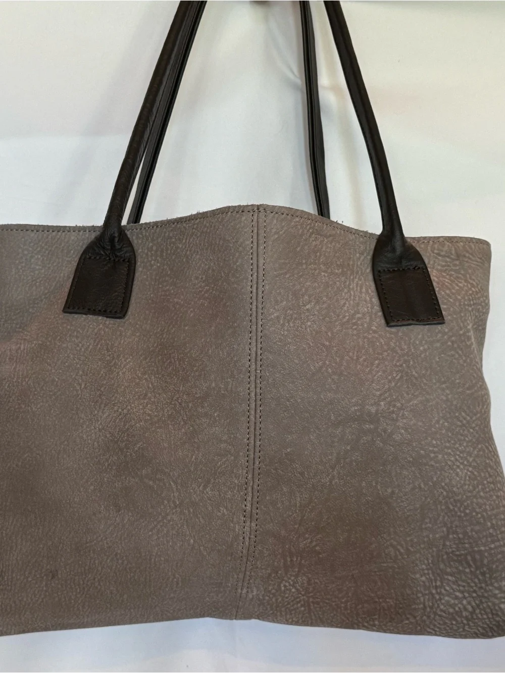 Luxurious Women's Two-Tone suede leather grey Tote with black Handles & keychain